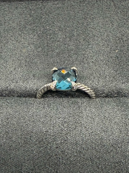 David Yurman Jewelry - David Yurman chantaline ring in blue topaz with white diamonds